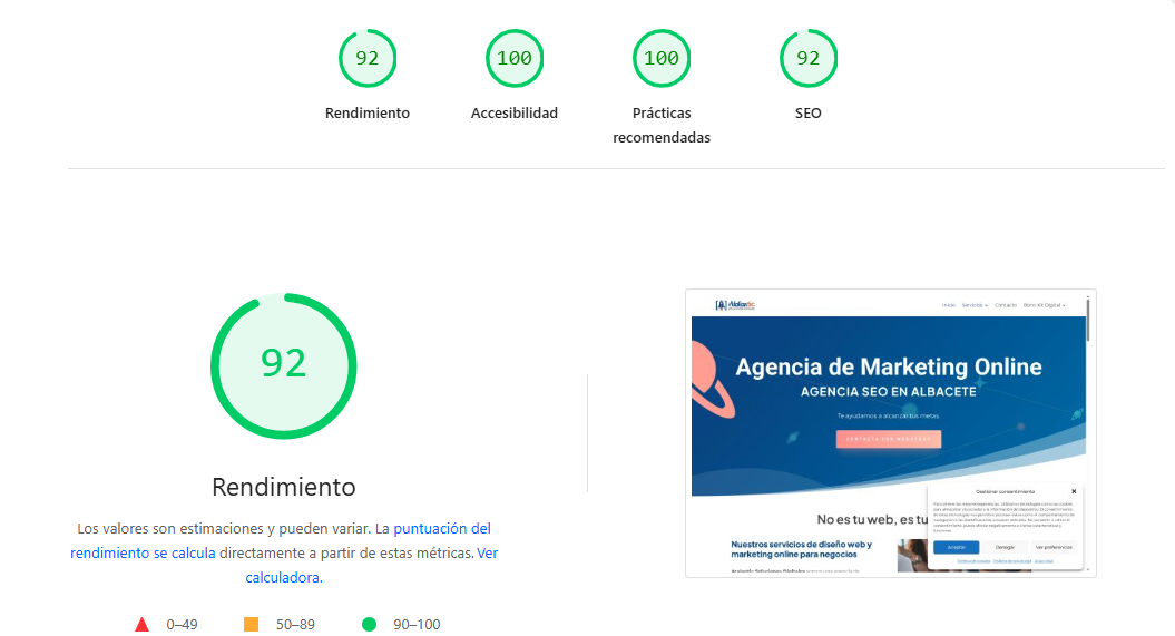 Análisis SEO en Page Speed de Atalantic, caso práctico de nuestros servicios de posicionamiento web